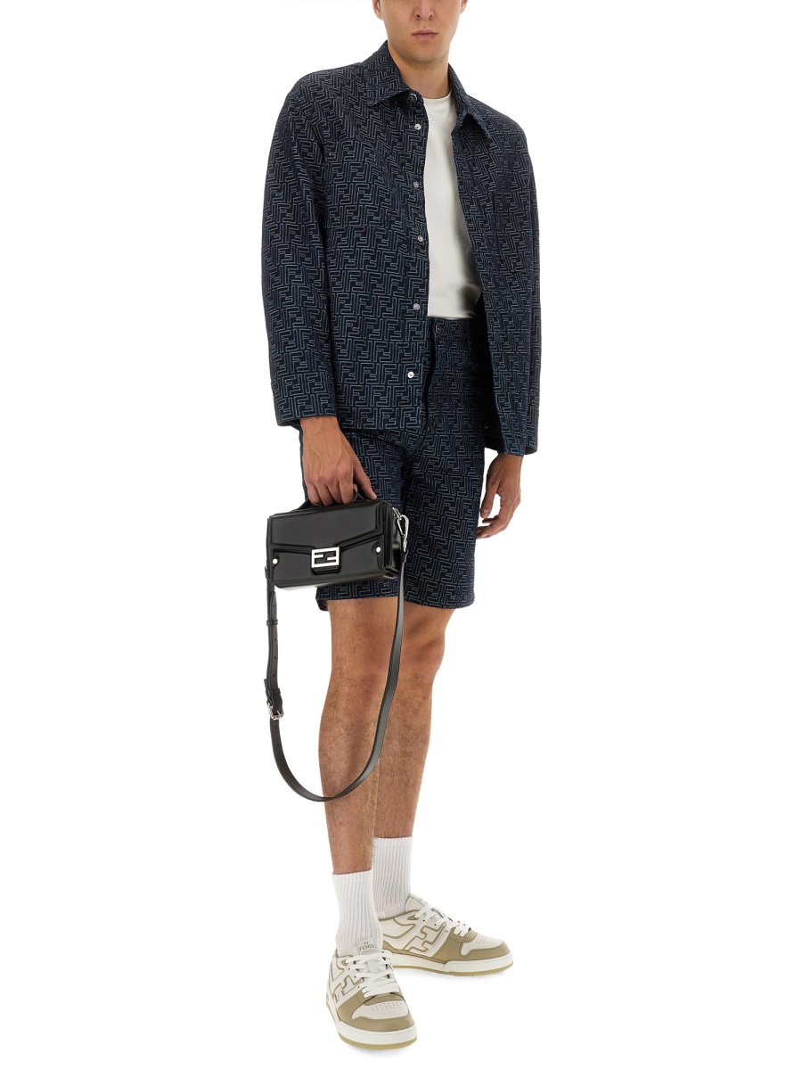 Fendi FF JACQUARD DENIM SHORTS Blauw
