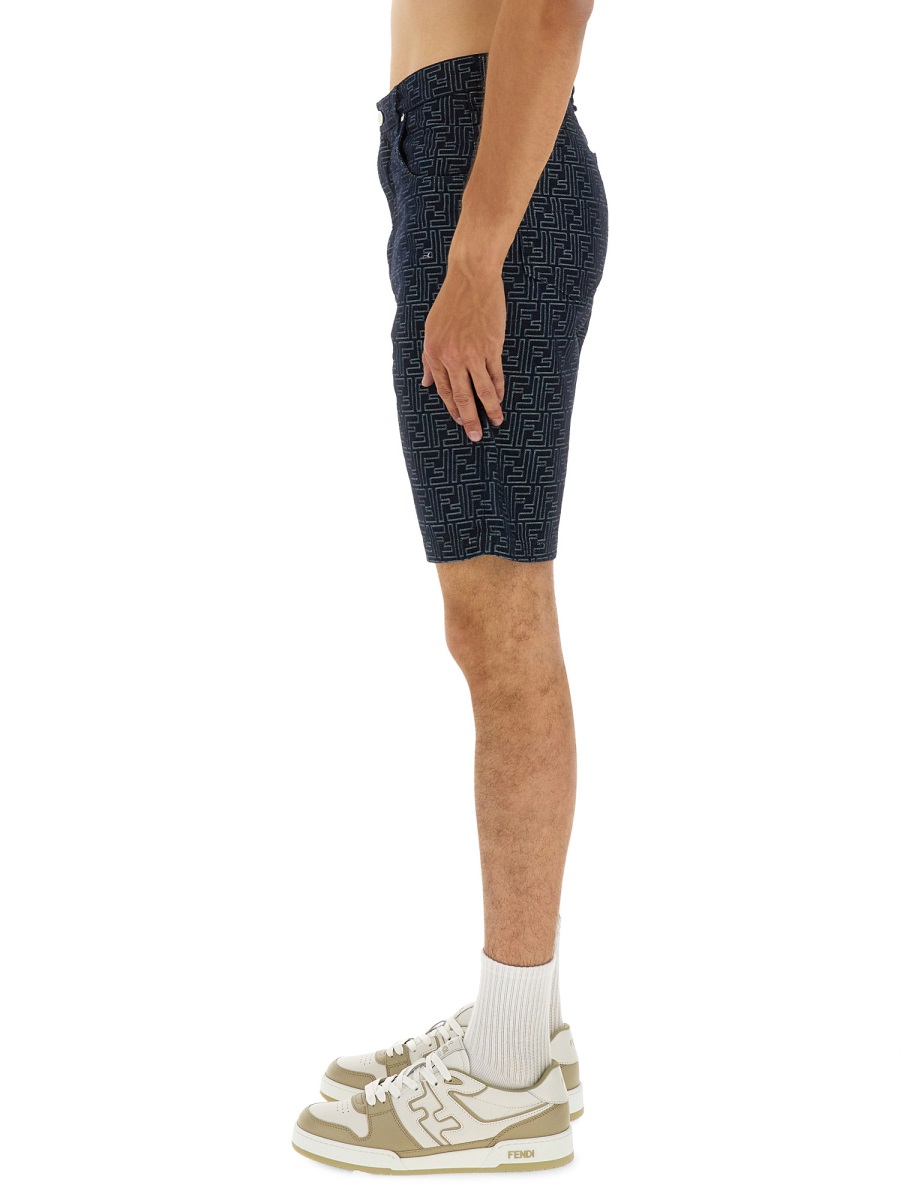 Fendi FF JACQUARD DENIM SHORTS Blauw