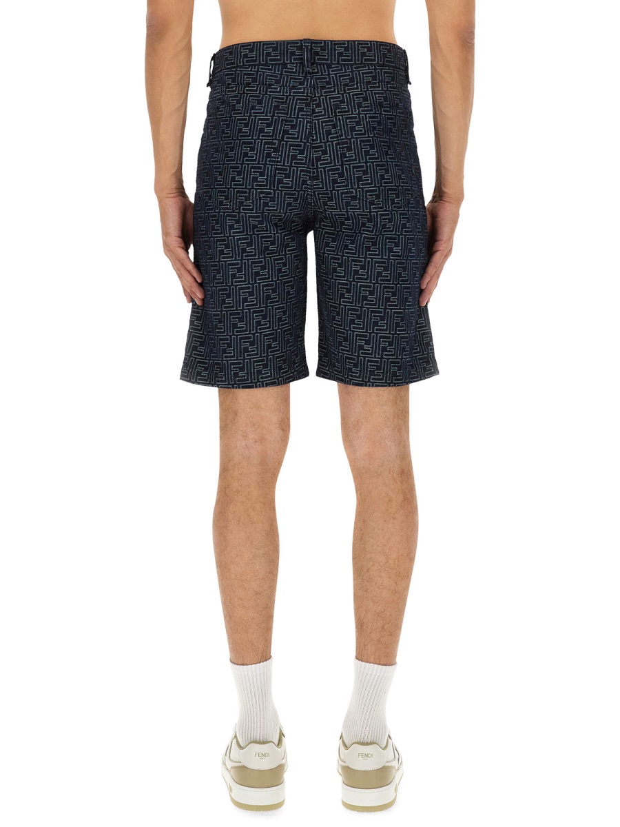 Fendi FF JACQUARD DENIM SHORTS Blauw