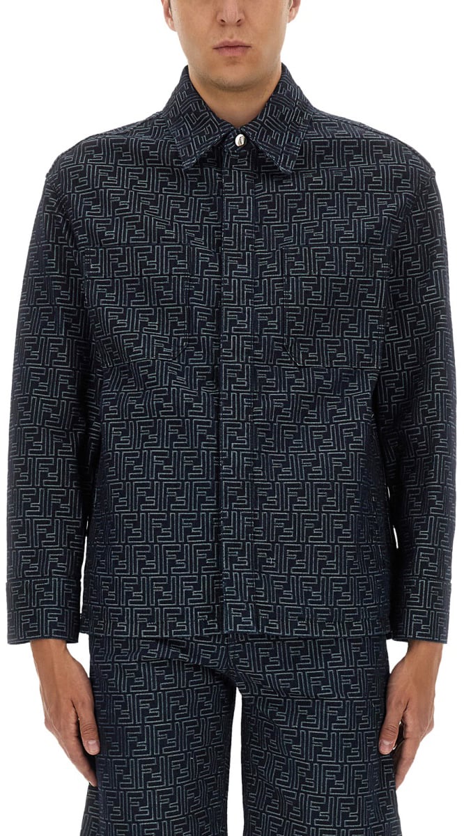 Fendi FF JACQUARD DENIM SHIRT Blauw