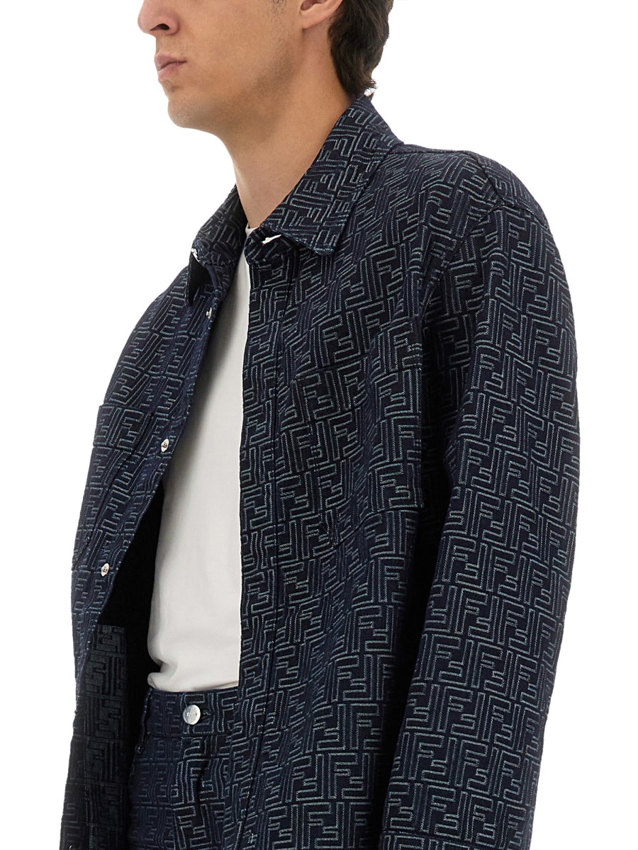 Fendi FF JACQUARD DENIM SHIRT Blauw
