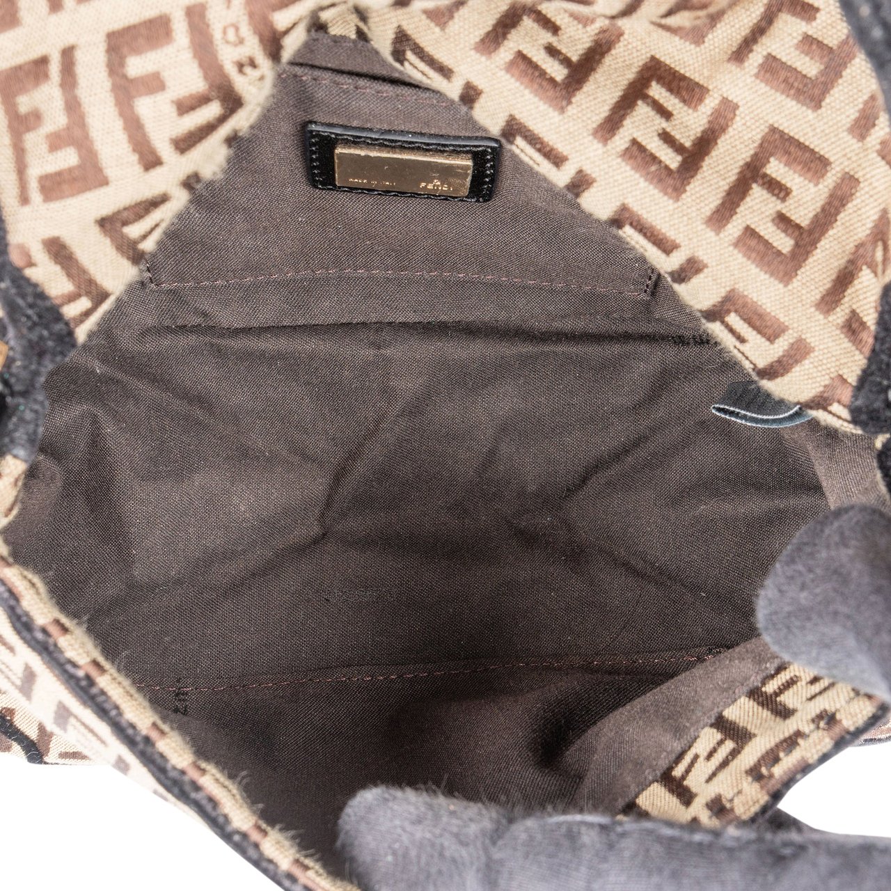 Fendi Fendi Limited FF Monogram Mini Baguette Mamma Handbag Bruin