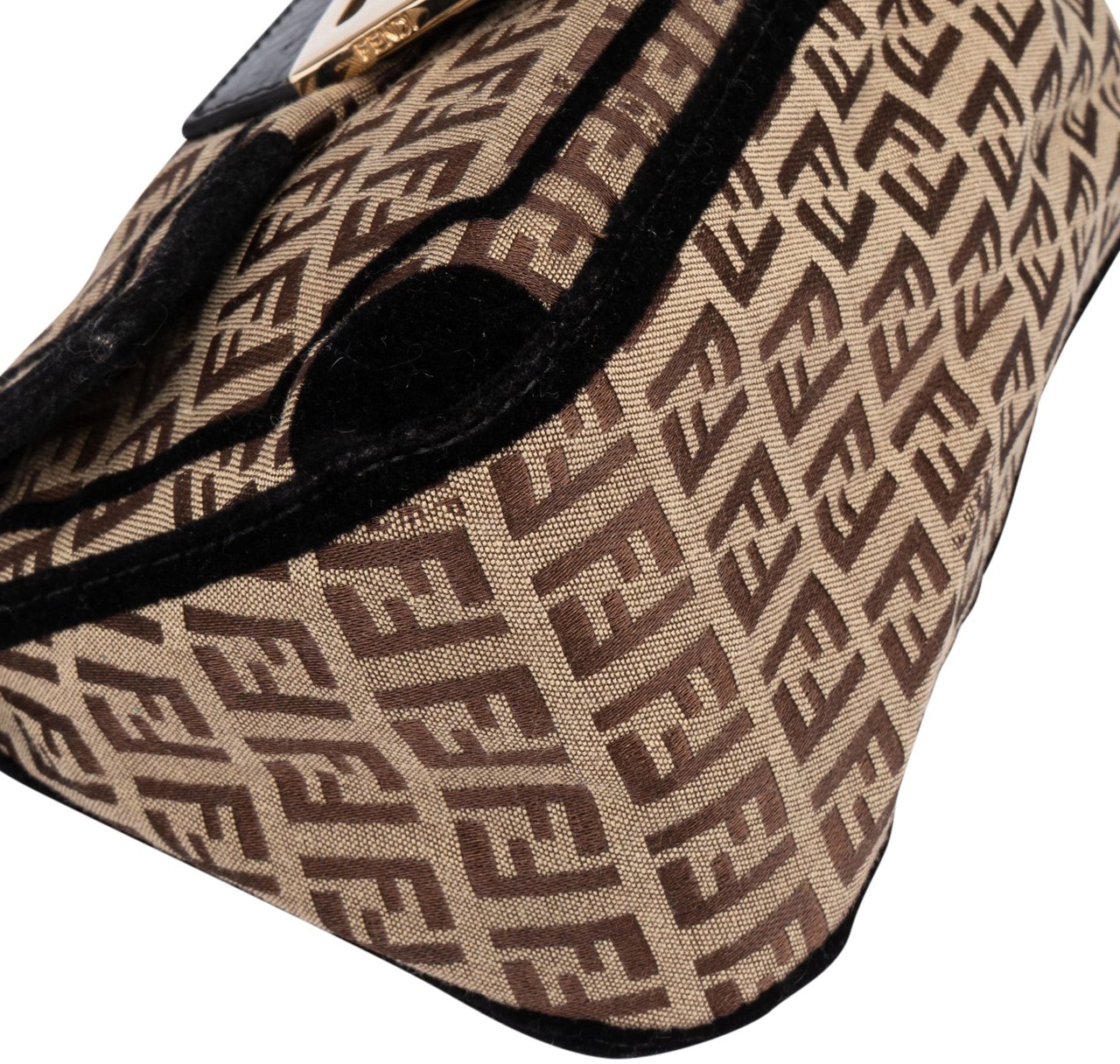 Fendi Fendi Limited FF Monogram Mini Baguette Mamma Handbag Bruin