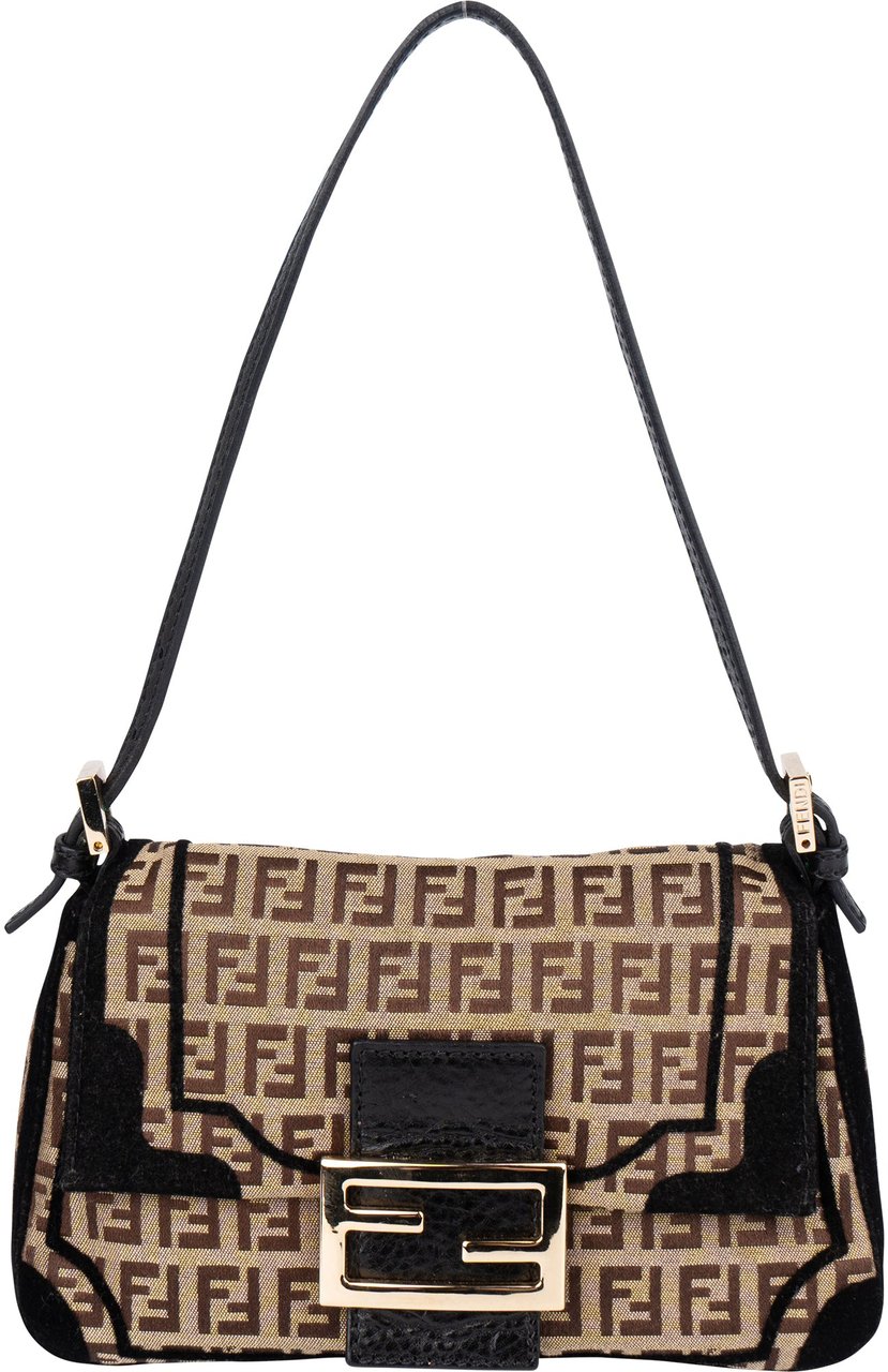 Fendi Fendi Limited FF Monogram Mini Baguette Mamma Handbag Bruin