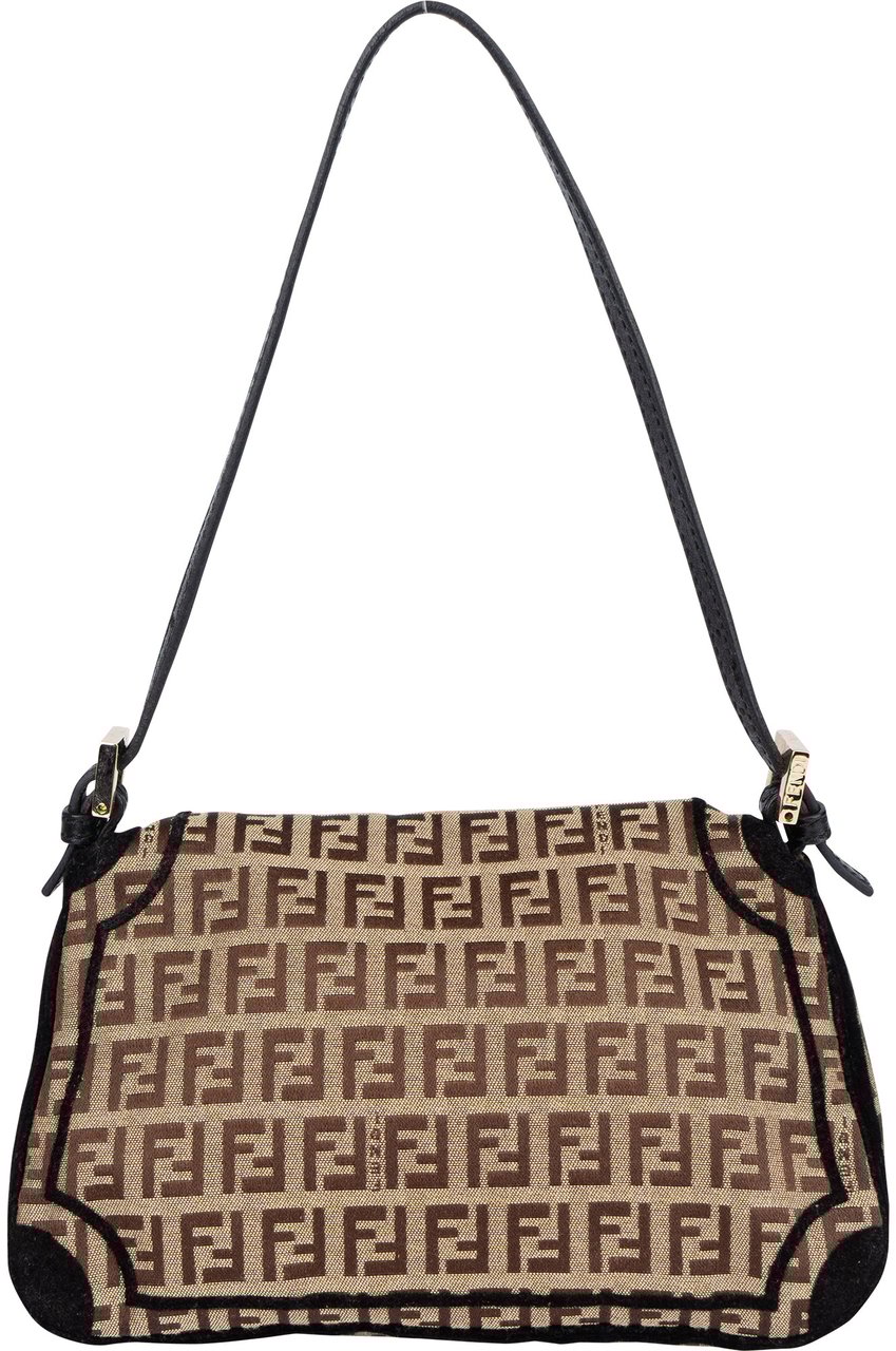 Fendi Fendi Limited FF Monogram Mini Baguette Mamma Handbag Bruin