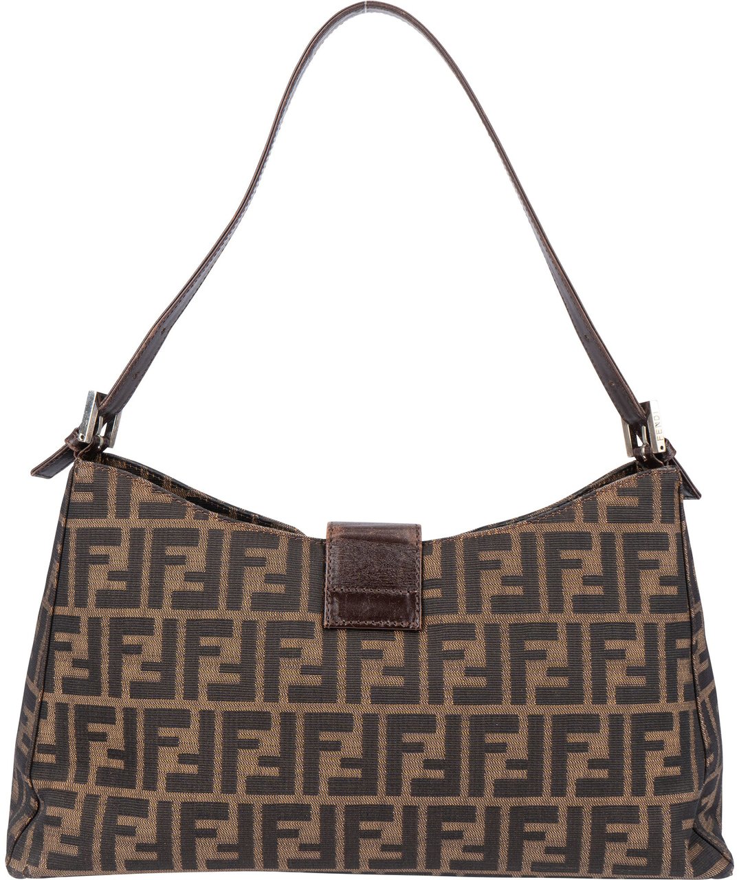 Fendi Fendi FF Monogram Baguette Buckle Shoulder Bag Bruin