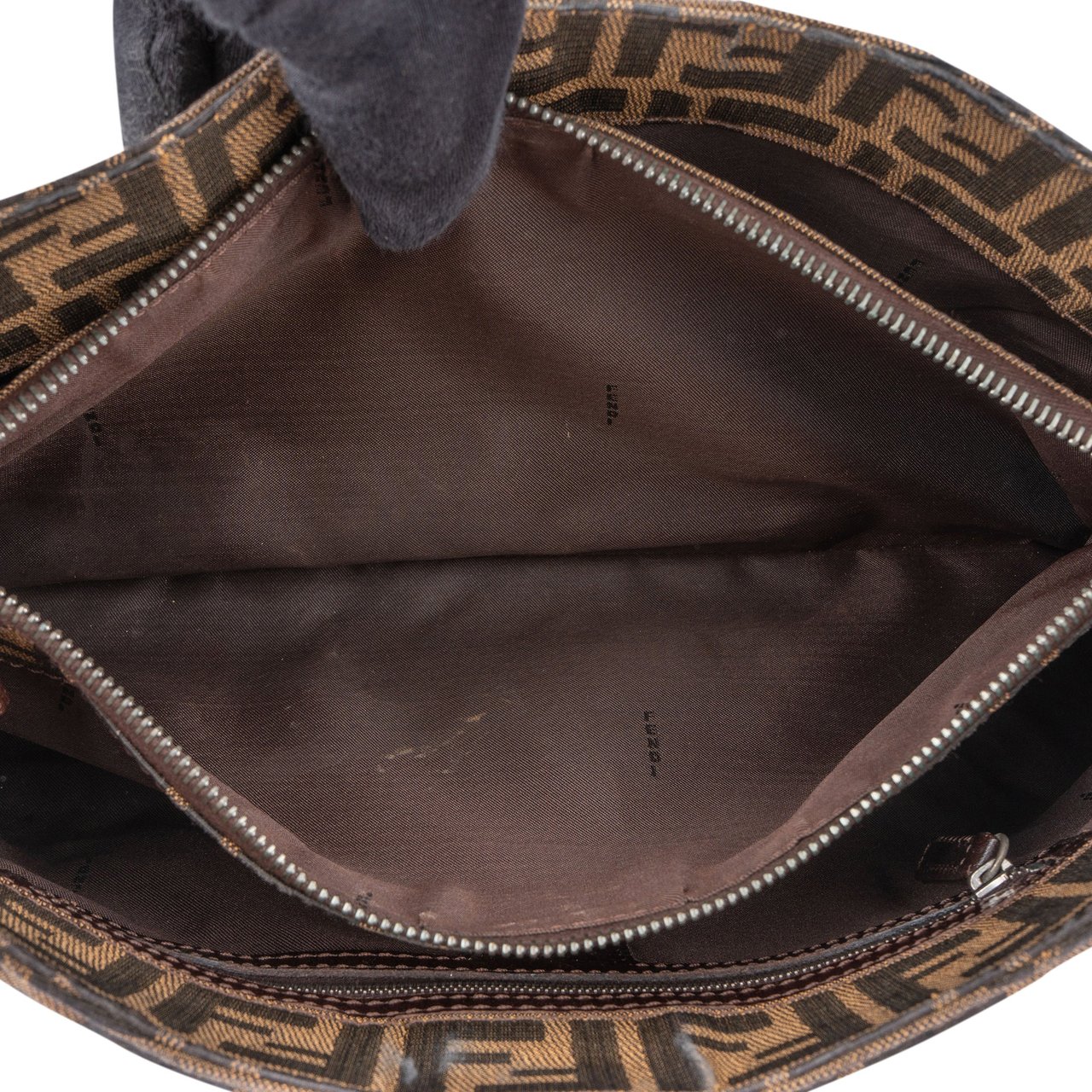 Fendi Fendi FF Monogram Baguette Buckle Shoulder Bag Bruin