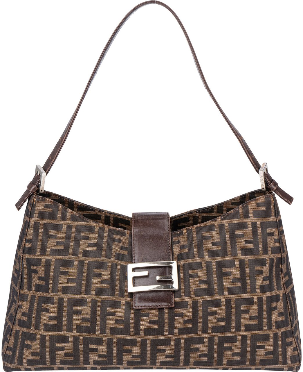 Fendi Fendi FF Monogram Baguette Buckle Shoulder Bag Bruin