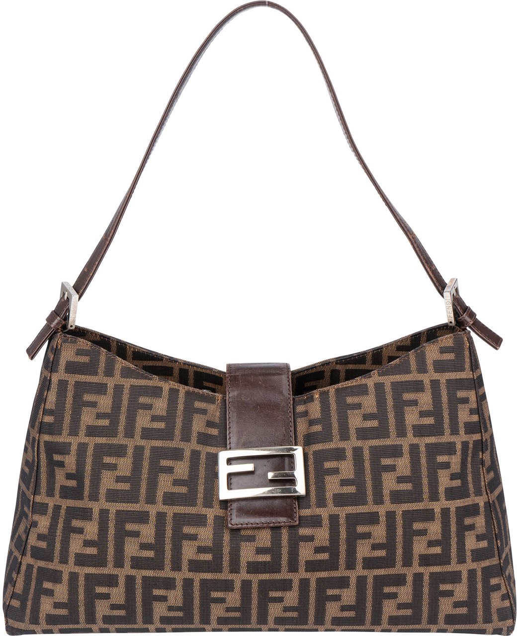 Fendi Fendi FF Monogram Baguette Buckle Shoulder Bag Bruin