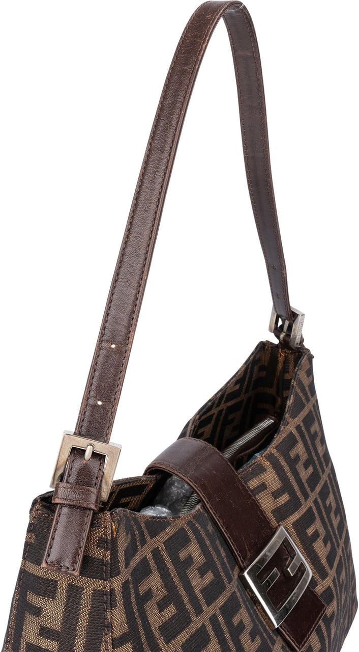 Fendi Fendi FF Monogram Baguette Buckle Shoulder Bag Bruin