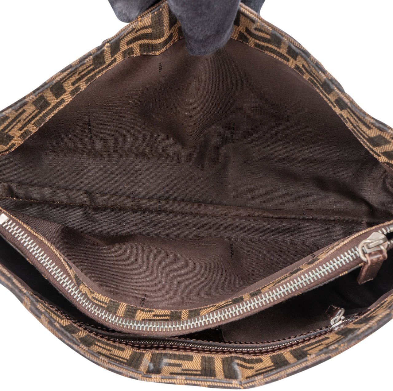 Fendi Fendi FF Monogram Baguette Buckle Shoulder Bag Bruin