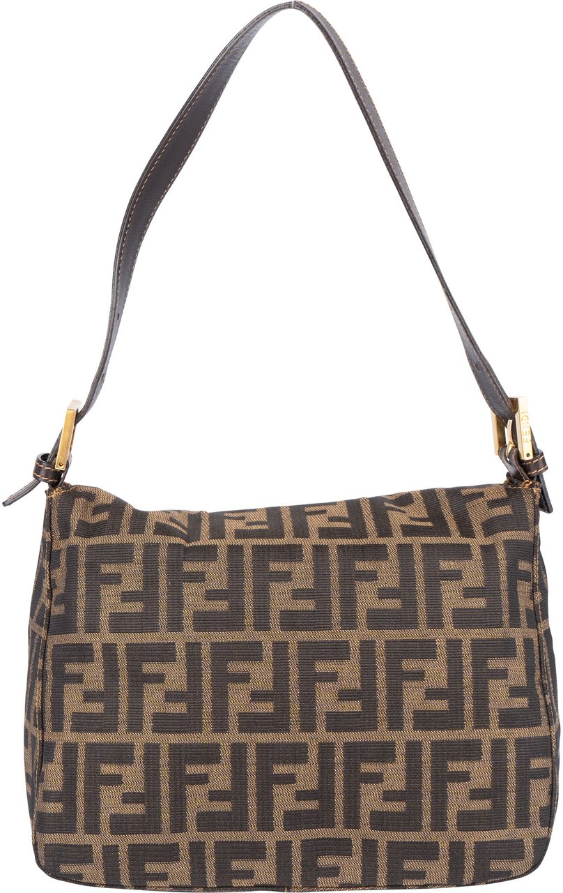 Fendi Fendi FF Monogram Baguette Buckle Shoulder Bag Bruin