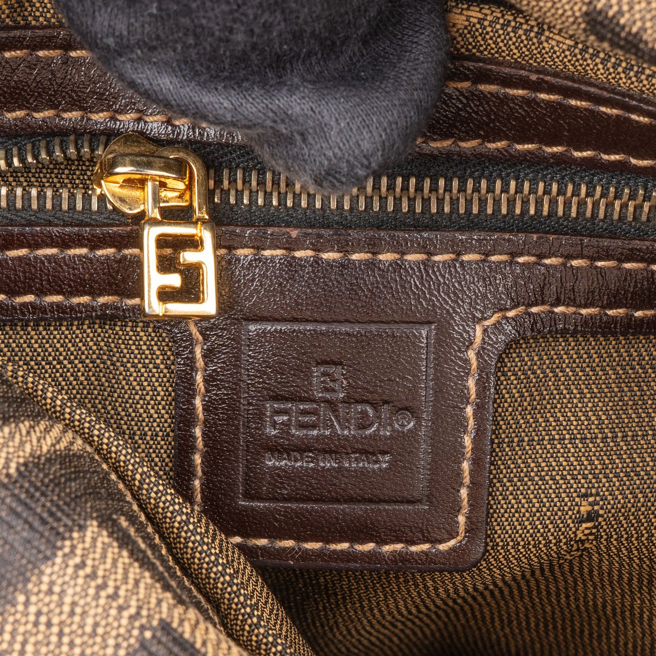 Fendi Fendi FF Monogram Baguette Buckle Shoulder Bag Bruin
