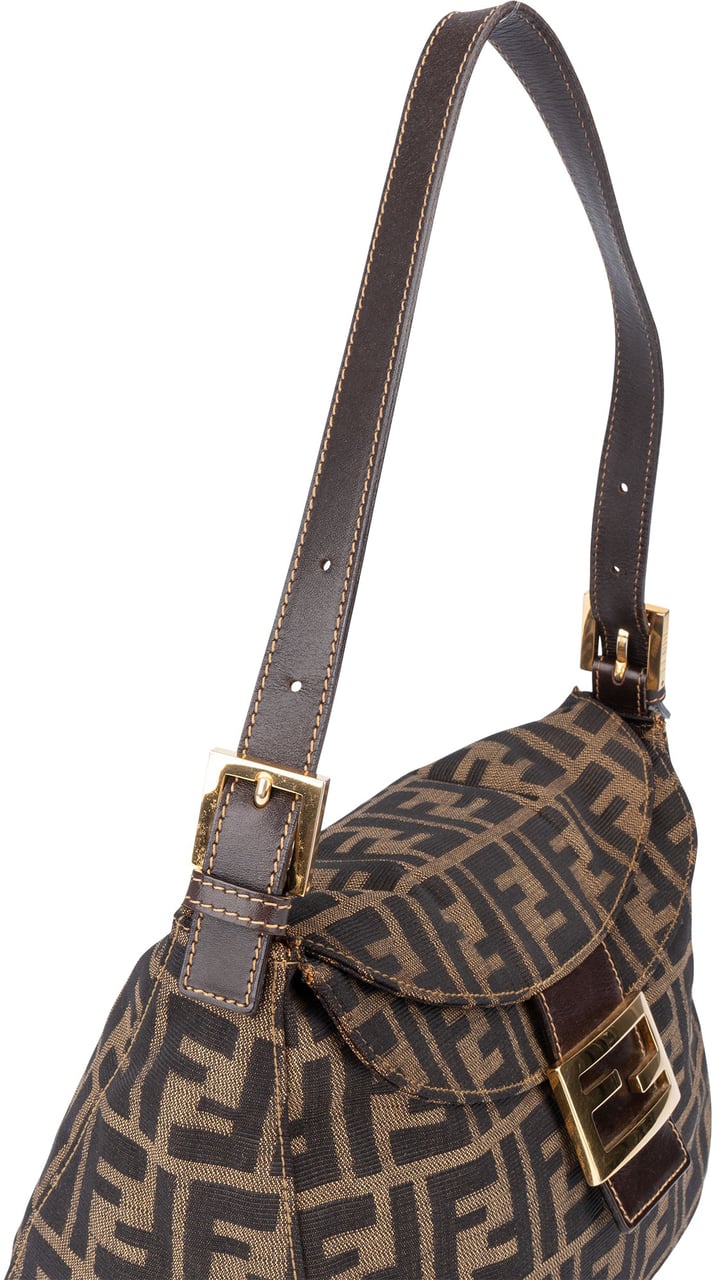 Fendi Fendi FF Monogram Baguette Buckle Shoulder Bag Bruin