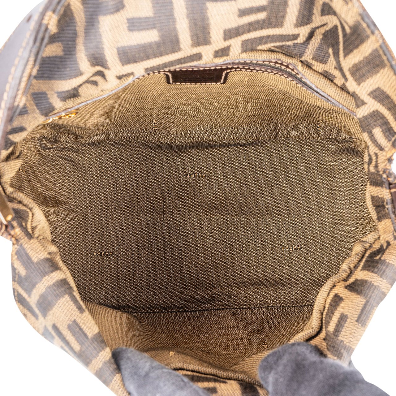 Fendi Fendi FF Monogram Baguette Buckle Shoulder Bag Bruin