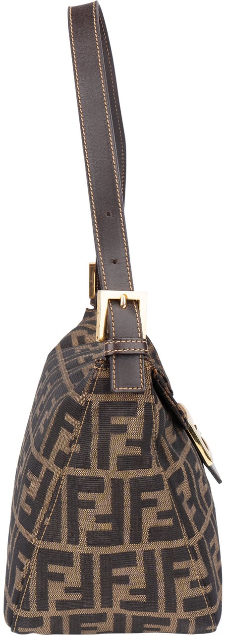 Fendi Fendi FF Monogram Baguette Buckle Shoulder Bag Bruin