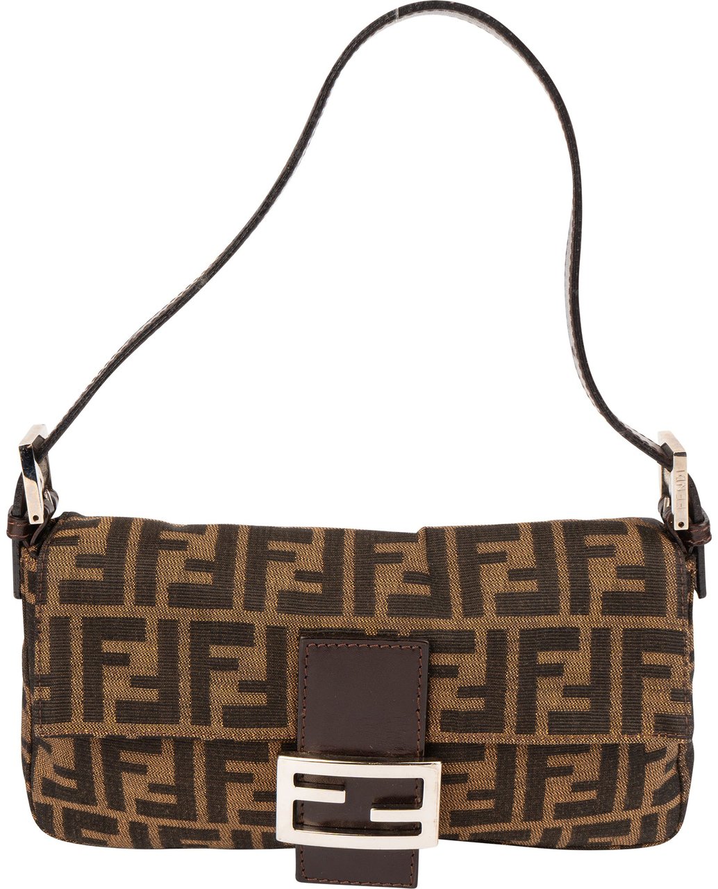 Fendi Fendi FF Monogram Baguette Handbag Bruin