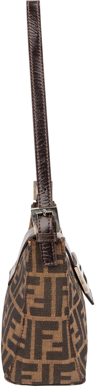 Fendi Fendi FF Monogram Baguette Buckle Shoulder Bag Bruin