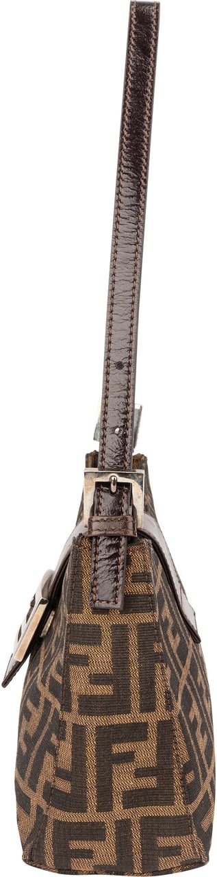 Fendi Fendi FF Monogram Baguette Buckle Shoulder Bag Bruin