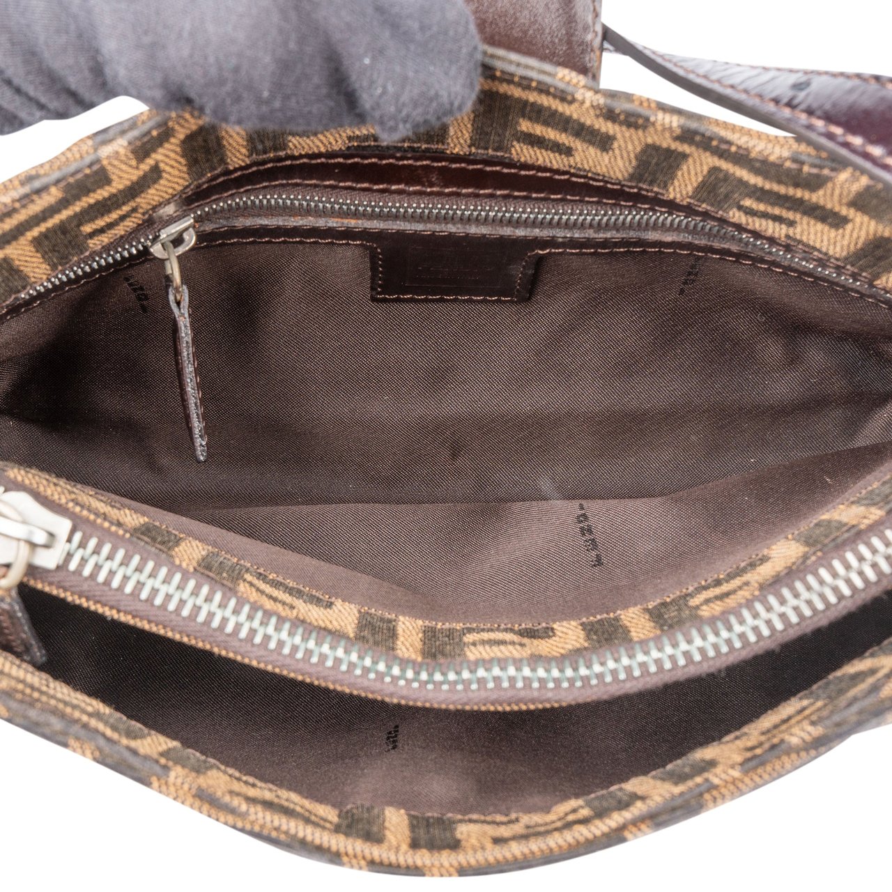 Fendi Fendi FF Monogram Baguette Buckle Shoulder Bag Bruin