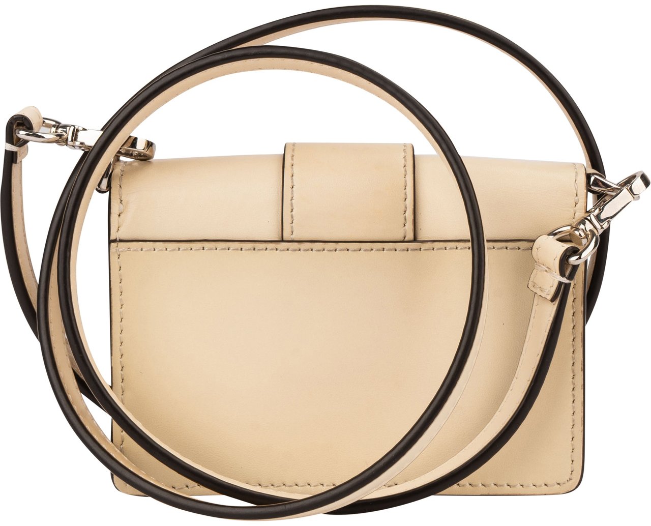 Fendi Fendi White Leather Micro FF Baguette Crossbody Bag Wit