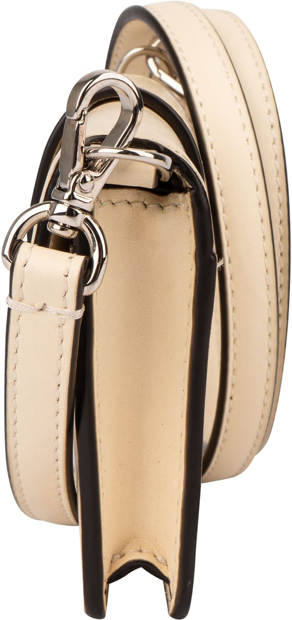 Fendi Fendi White Leather Micro FF Baguette Crossbody Bag Wit