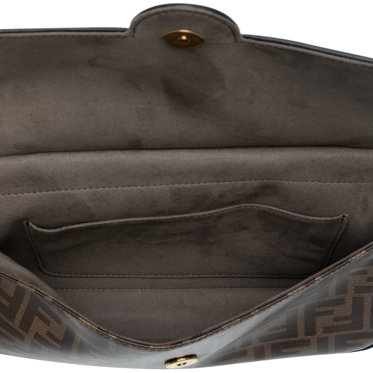 Fendi Zucca Crystal Double F Baguette Satchel Bruin