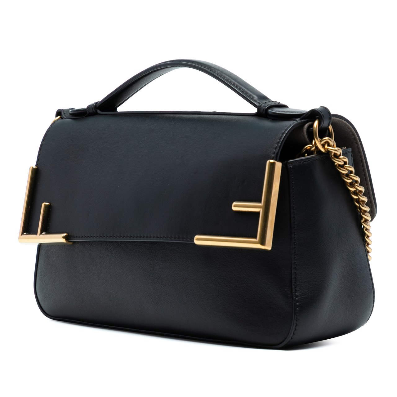 Fendi Zucca Crystal Double F Baguette Satchel Bruin