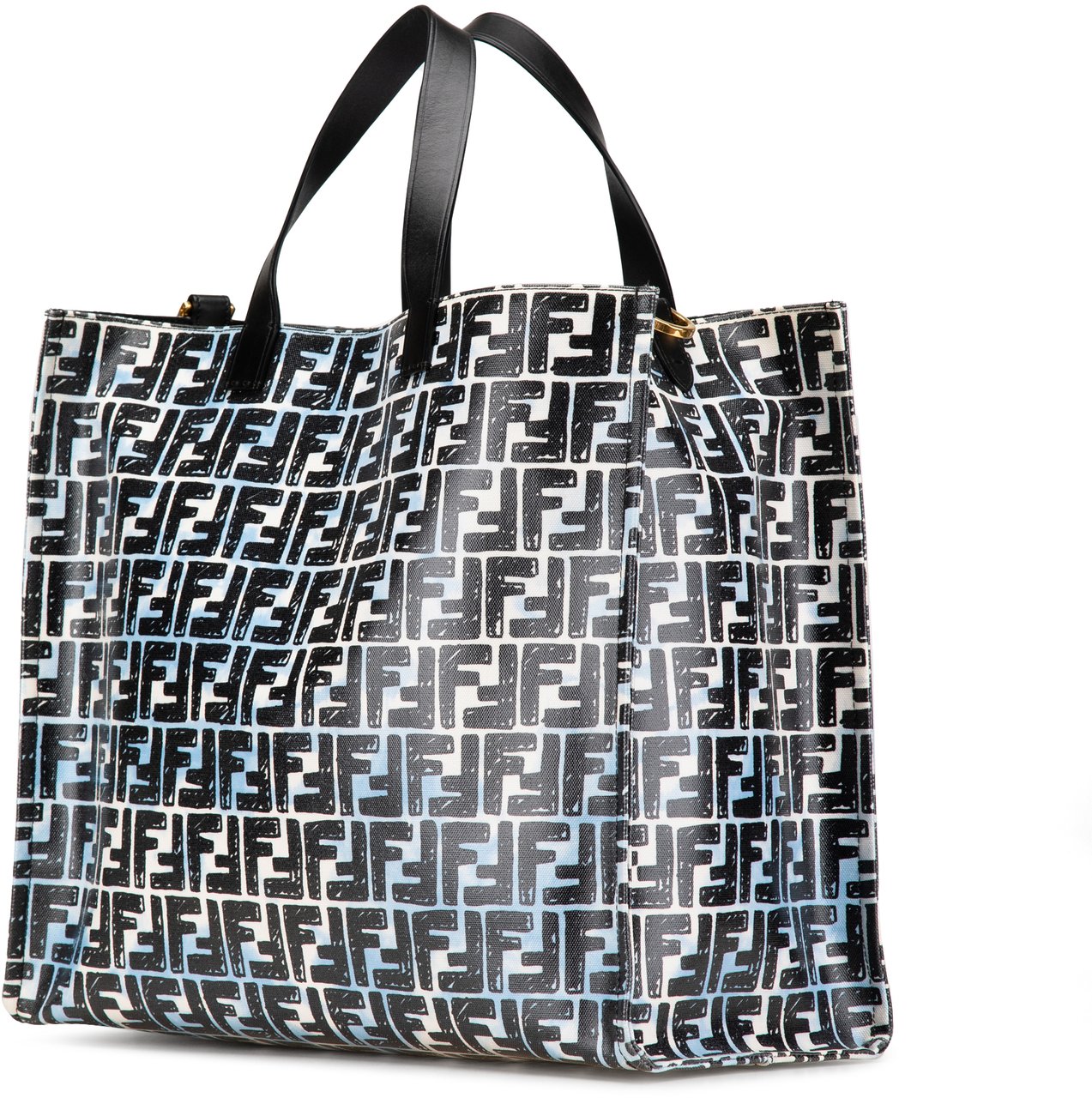 Fendi Joshua Vides Zucca Coated Canvas Cloudy Shopper Satchel Blauw