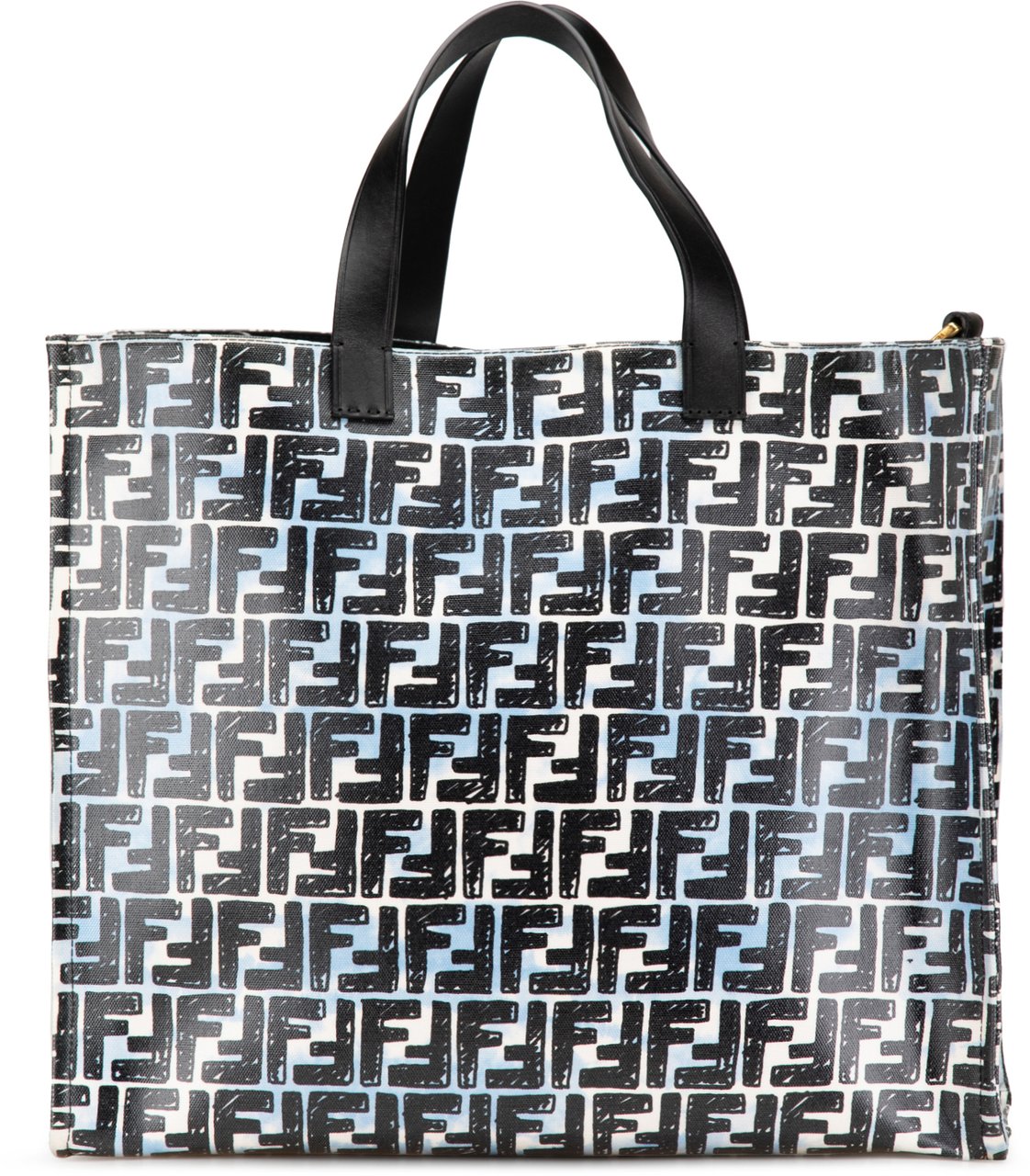 Fendi Joshua Vides Zucca Coated Canvas Cloudy Shopper Satchel Blauw