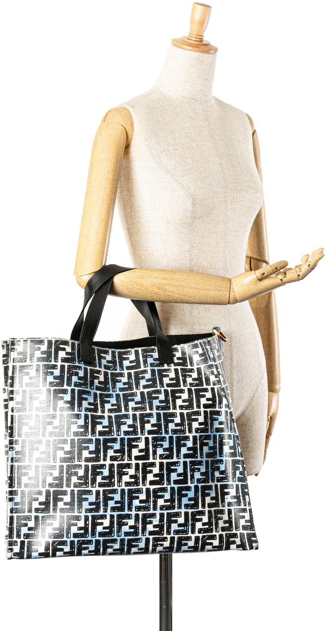 Fendi Joshua Vides Zucca Coated Canvas Cloudy Shopper Satchel Blauw
