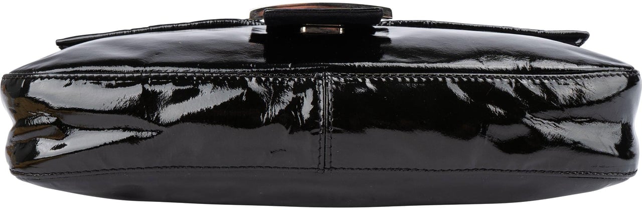 Fendi Fendi Limited Black Patent Leather Baguette Handbag Zwart