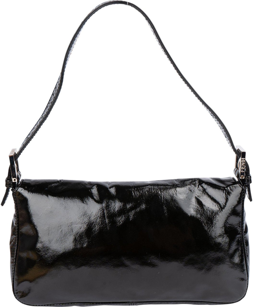 Fendi Fendi Limited Black Patent Leather Baguette Handbag Zwart