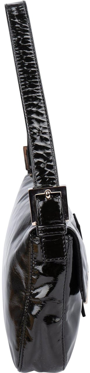 Fendi Fendi Limited Black Patent Leather Baguette Handbag Zwart