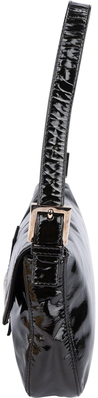 Fendi Fendi Limited Black Patent Leather Baguette Handbag Zwart