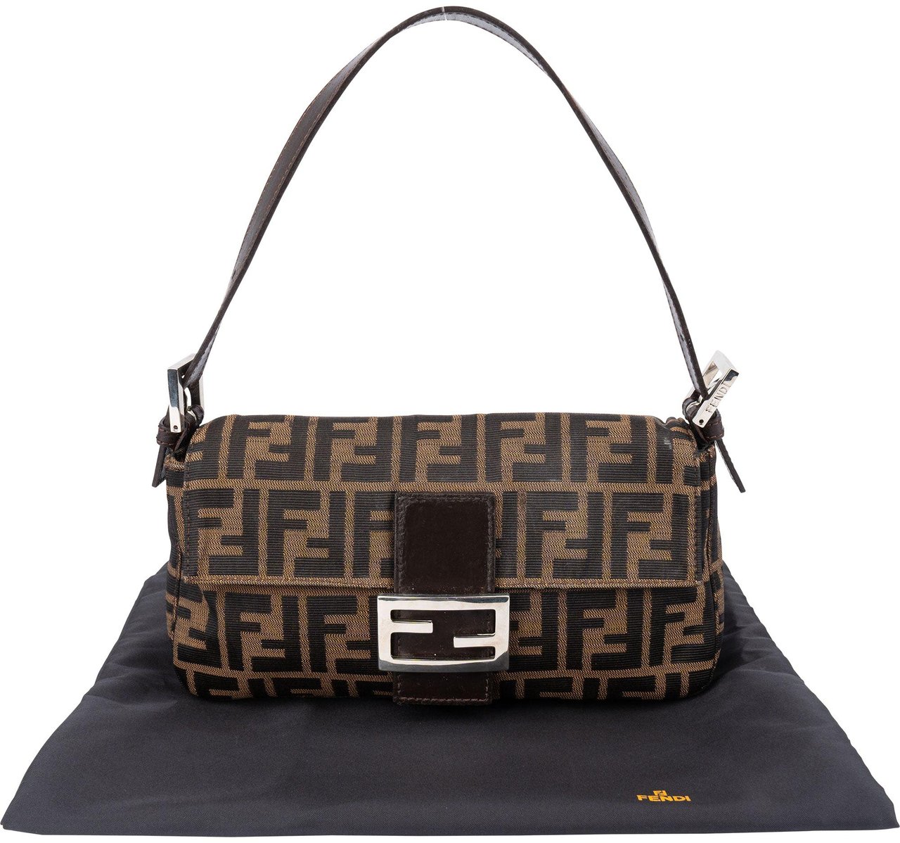 Fendi Fendi FF Monogram Baguette Handbag Bruin