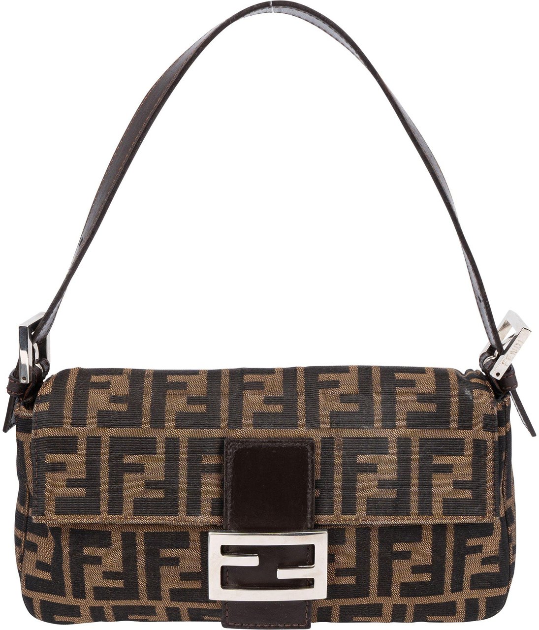 Fendi Fendi FF Monogram Baguette Handbag Bruin