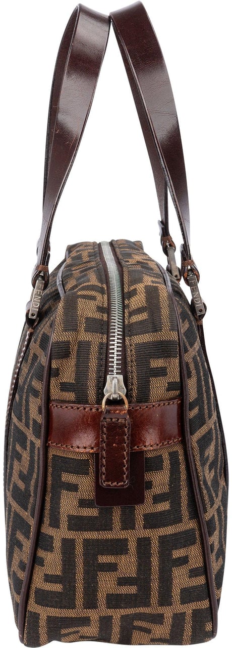 Fendi Fendi FF Monogram Boston Handbag Bruin