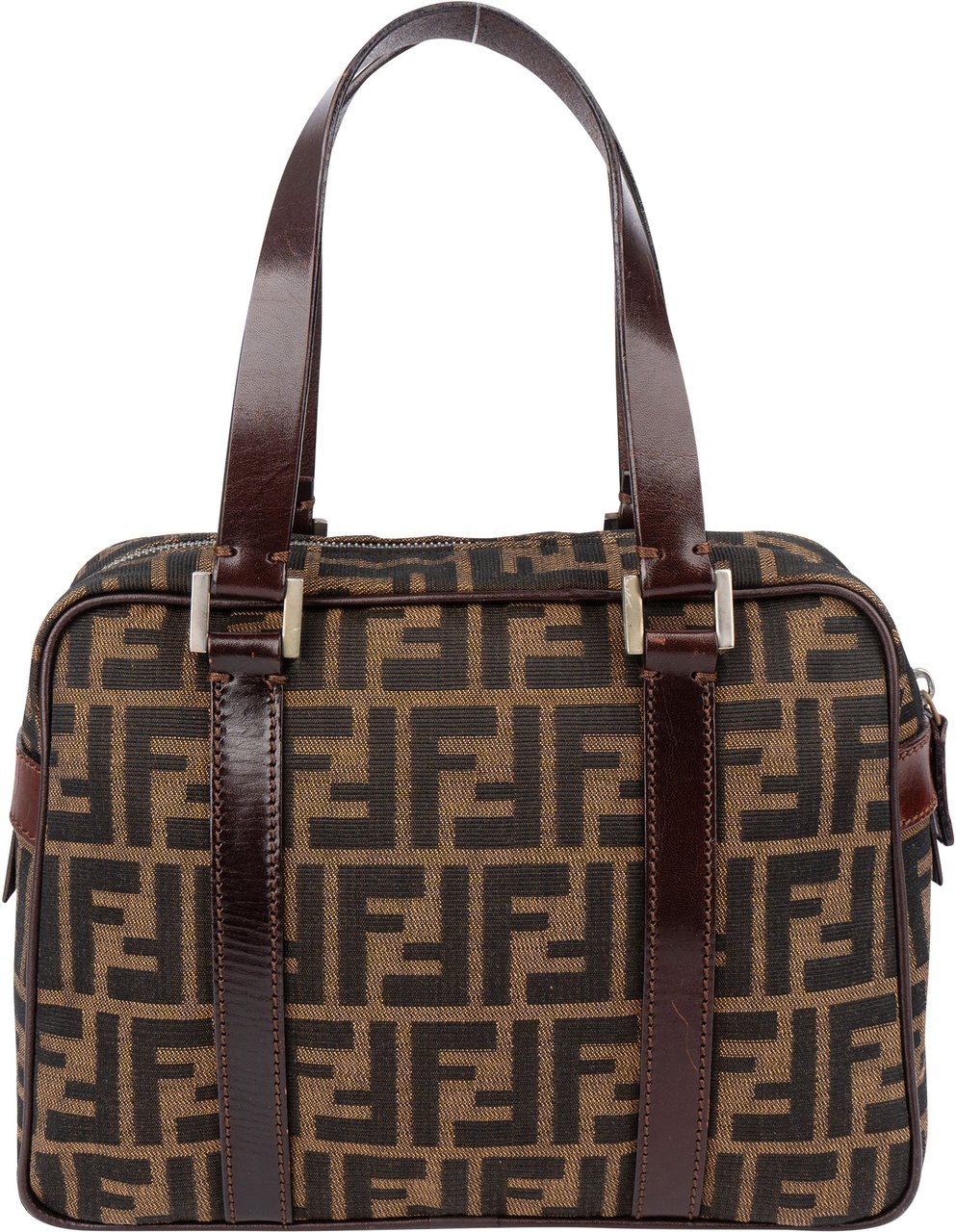 Fendi Fendi FF Monogram Boston Handbag Bruin