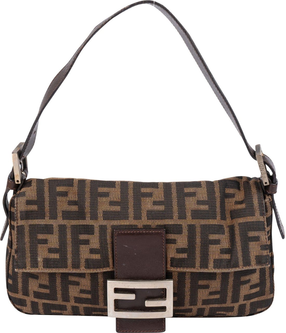 Fendi Fendi FF Monogram Baguette Handbag Bruin