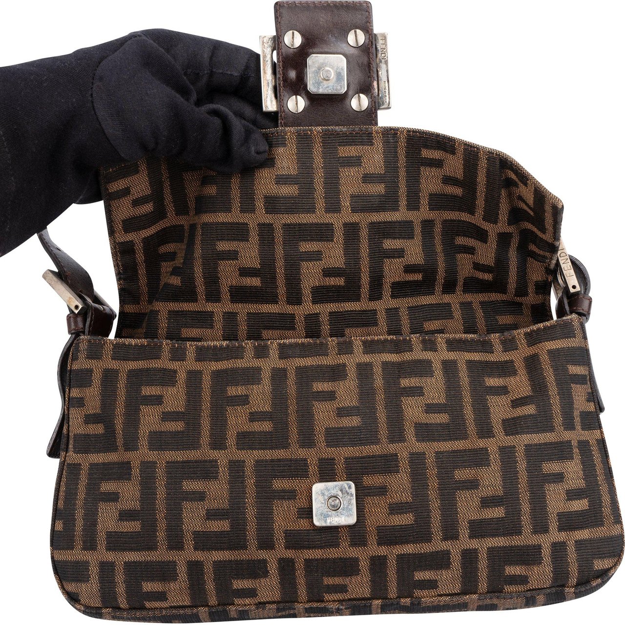 Fendi Fendi FF Monogram Baguette Handbag Bruin