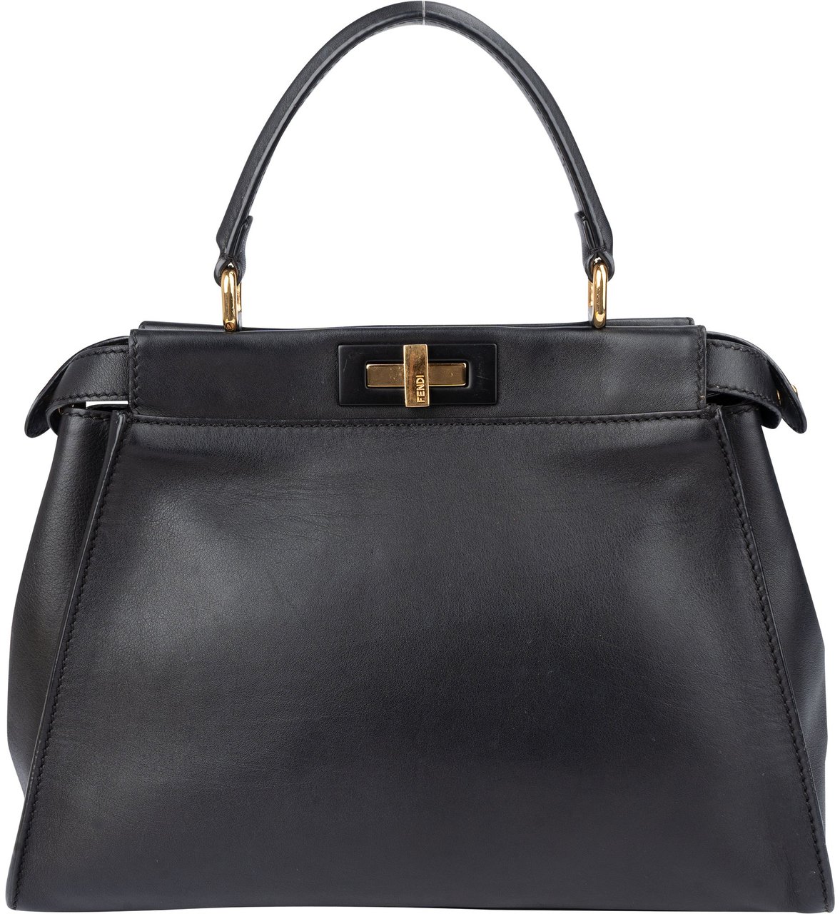 Fendi Fendi Black Leather Peekaboo Handbag Zwart
