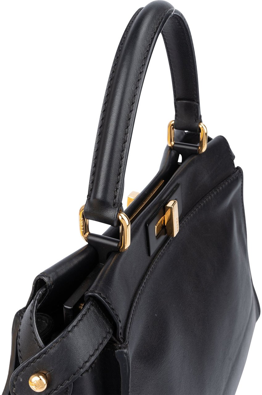 Fendi Fendi Black Leather Peekaboo Handbag Zwart