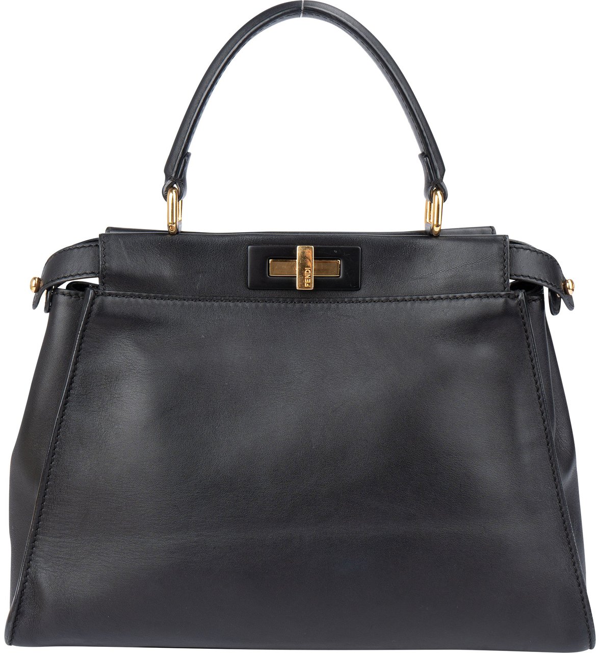 Fendi Fendi Black Leather Peekaboo Handbag Zwart