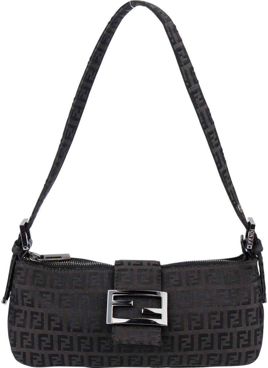 Fendi Fendi FF Monogram Baguette Shoulder Bag Zwart
