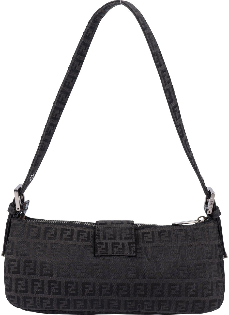 Fendi Fendi FF Monogram Baguette Shoulder Bag Zwart