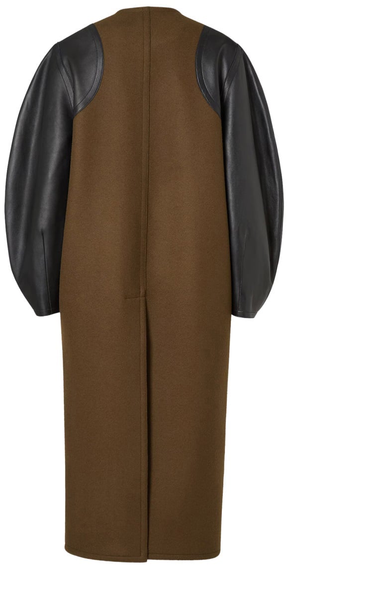 Fendi WOOL AND LEATHER COAT Groen