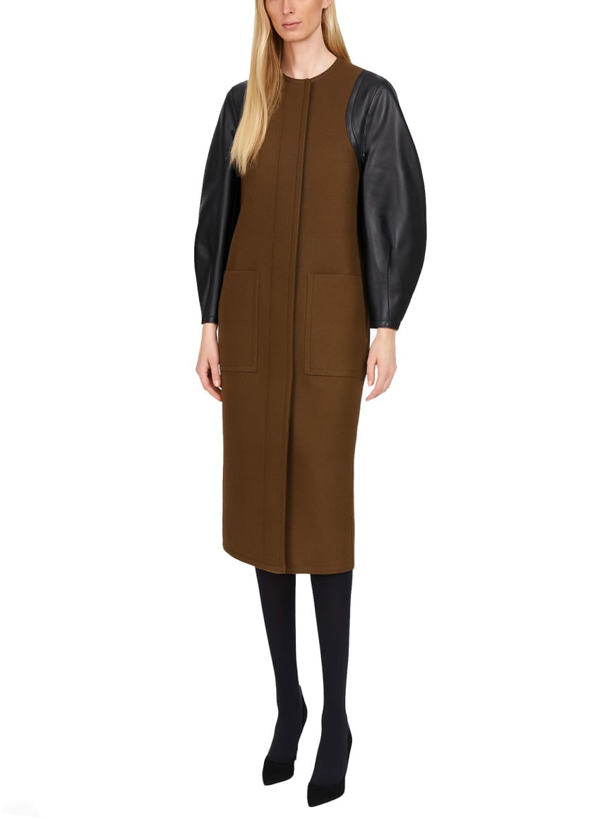 Fendi WOOL AND LEATHER COAT Groen
