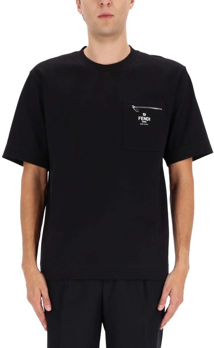 Fendi T-SHIRT WITH POCKET Zwart