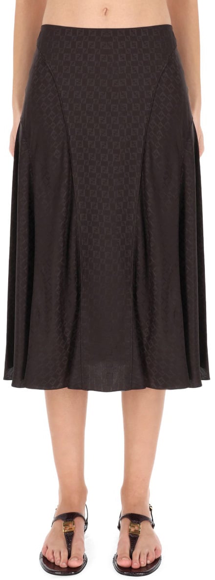 Fendi FF SILK SKIRT Bruin